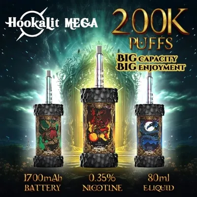 OLIT Hookalit Mega 200000: Ré na dTréan Eispéireas Le hAghaidh Caitheamh Tobac Mór